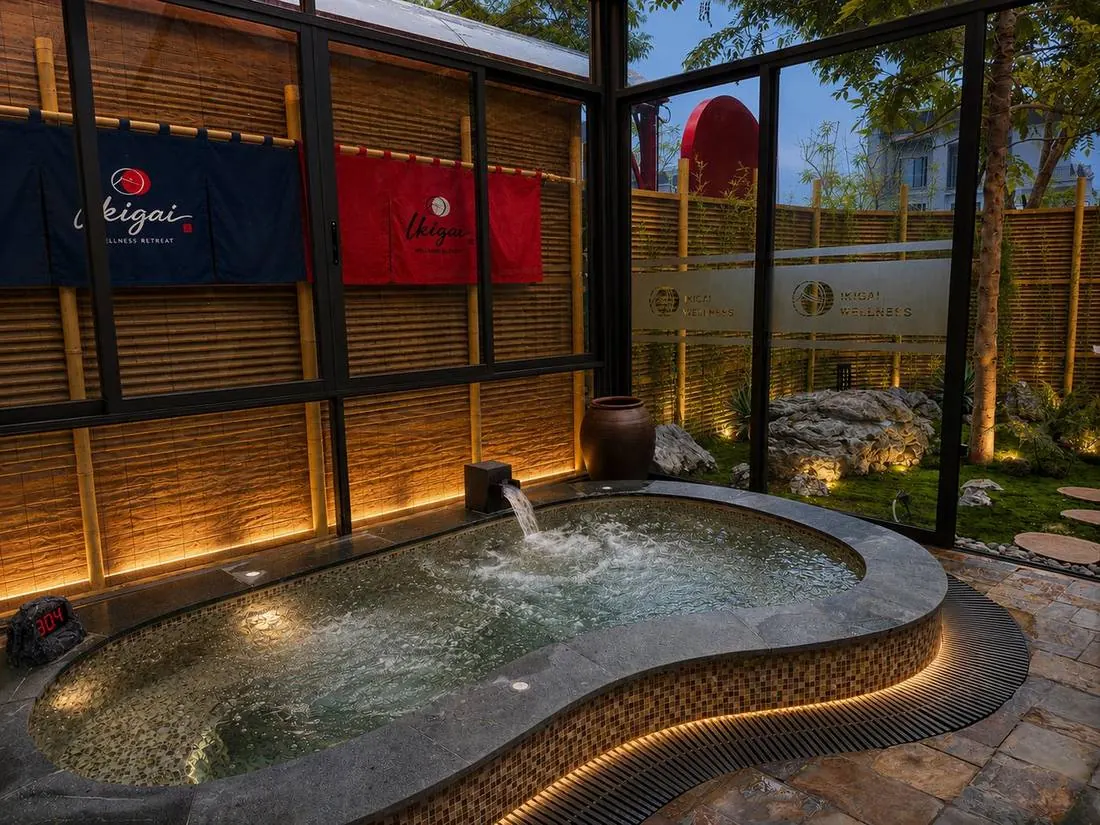 Bể onsen tại Ikigai Ba Vì