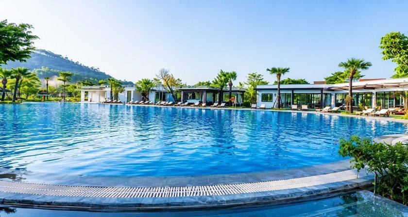 Outdoor pool overlooking the Ba Vi valley